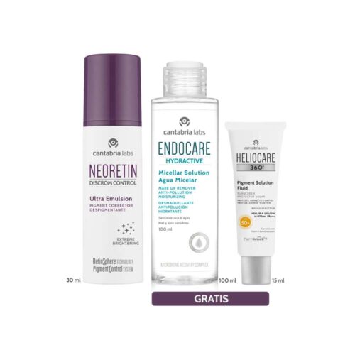 KIT NEORETIN Ultra Emulsión + Hydractive Micelar 100 Ml + Heliocare Pigment Solution 15Ml