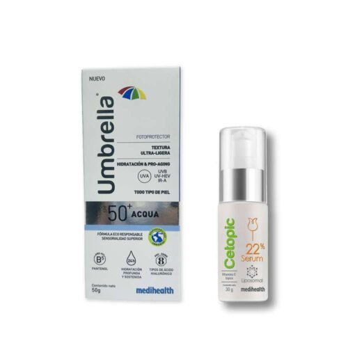 Kit – Protector Solar Acqua SPF50 Umbrella 50g + Cetopic Crema Medihealth 30 g