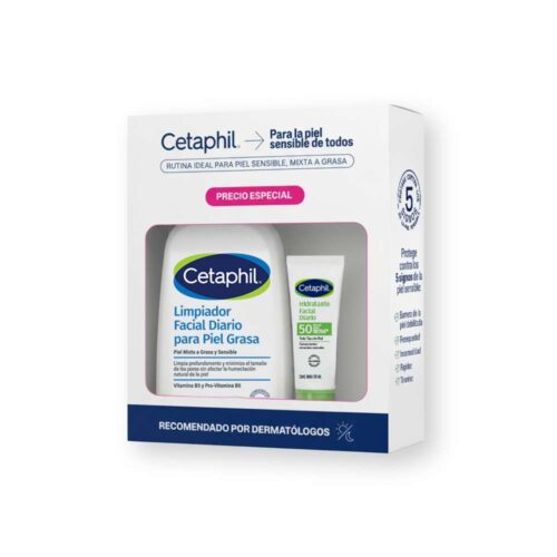 KIT CETAPHIL Limpiador Piel Grasa 473Ml + Hid. Facial Diario Fps 50 X 50Ml